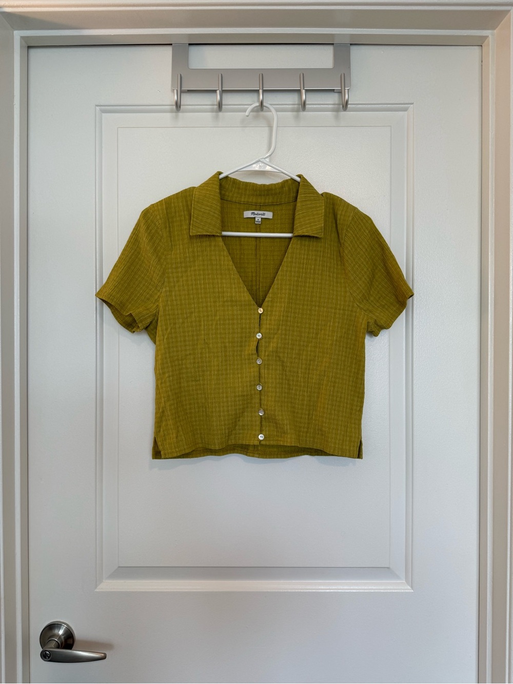 Madewell Olive Green Short Sleeve Button-Down Top